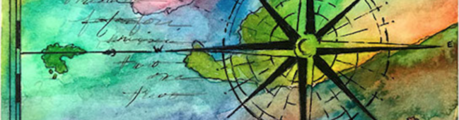 watercolor of nautical compass